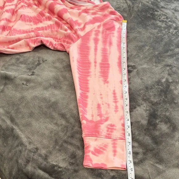 Pink Tie-Dye Long Sleeve Top with cross over straps and peekaboo hole in back - Picture 9 of 11